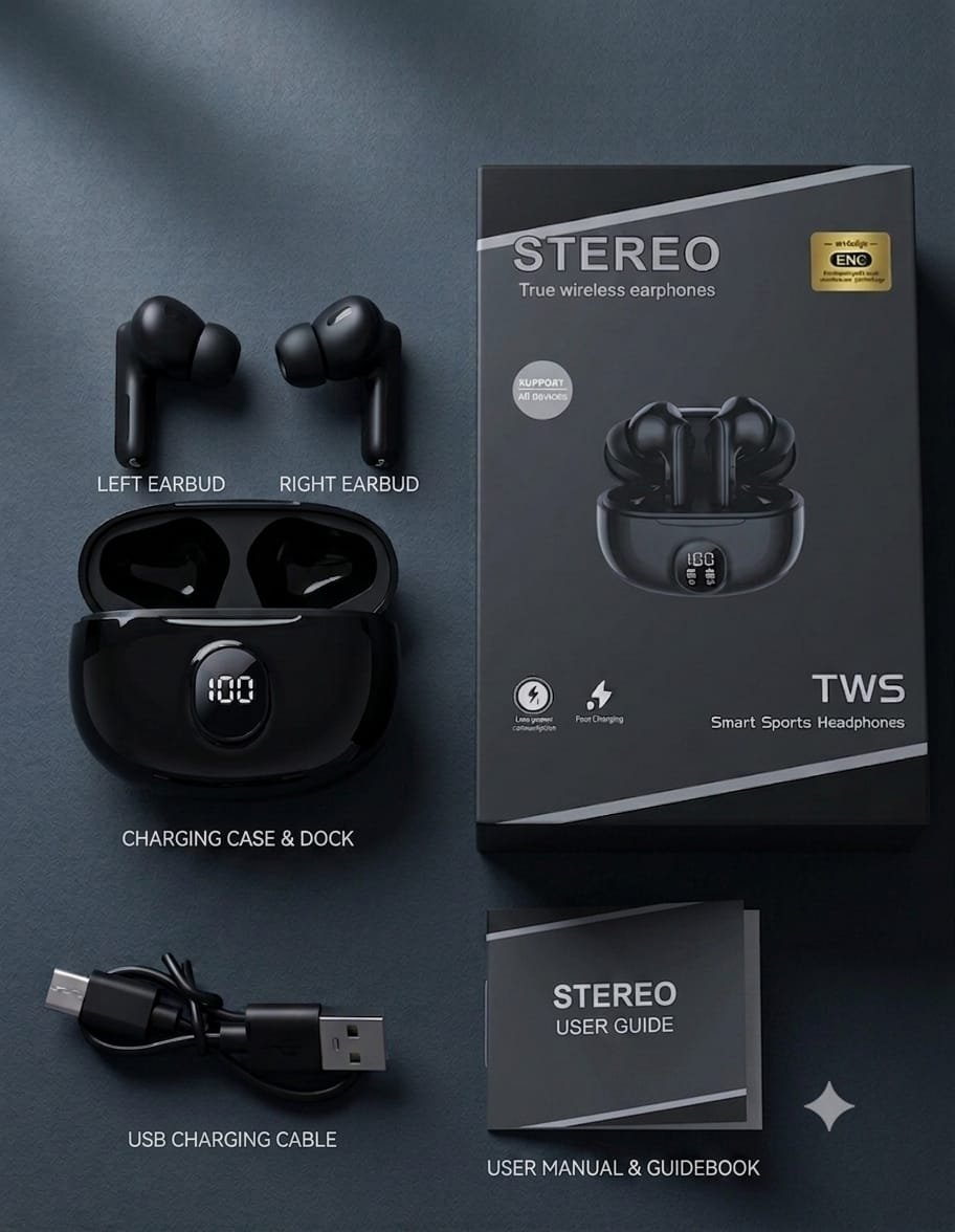 M04 Stereo Earbuds TWS Wireless Earbuds with LED Display - Image 4